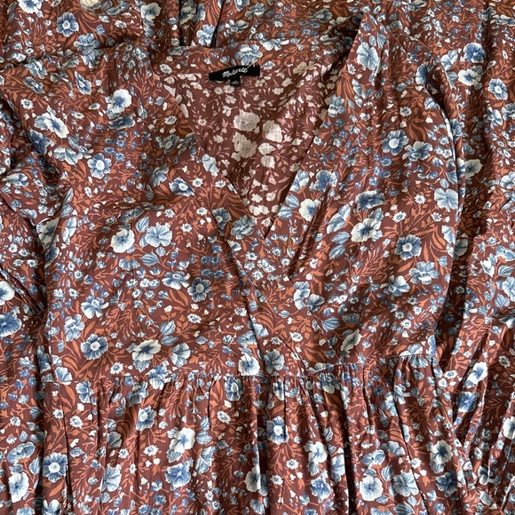 Madewell Rust Floral V-Neck Maxi Dress with Blue Flowers - Picture 11 of 11